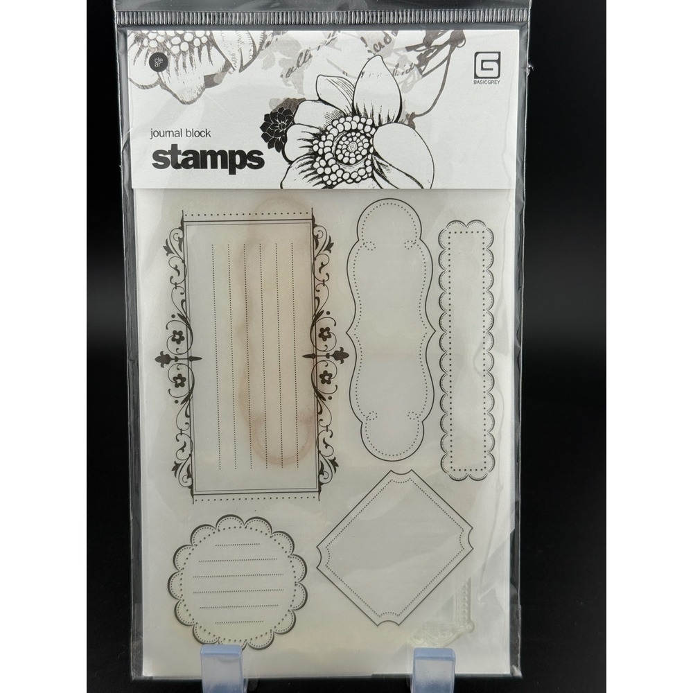 BasicGrey Journal Block Clear Stamps Set Vintage Frames Labels 2008 Scrapbooking